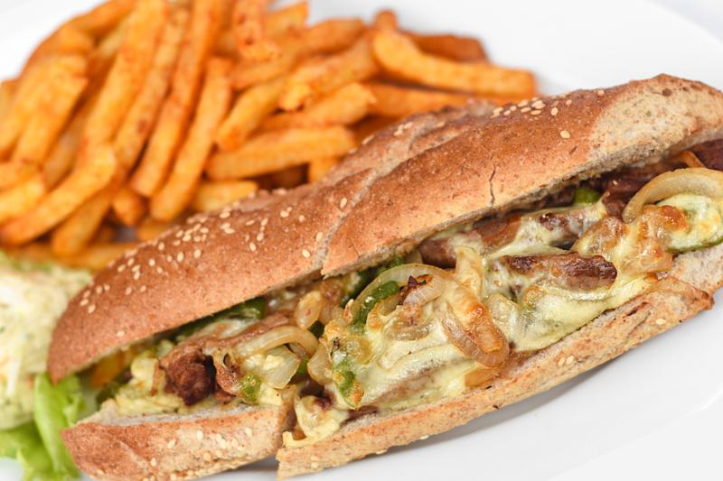 Philly steak cheese sandwich